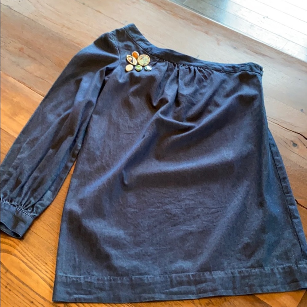 7 For All Mankind Asymmetrical Denim Top